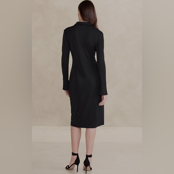 Banana Republic Factory Midi Shirtdress Black Dress NWT Sz L Old Money - Picture 2 of 9
